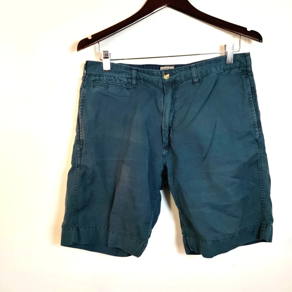 Faherty Linen Blend Teal Beach Resort Casual Golf Athletic Coastal‎ Shorts Men 8